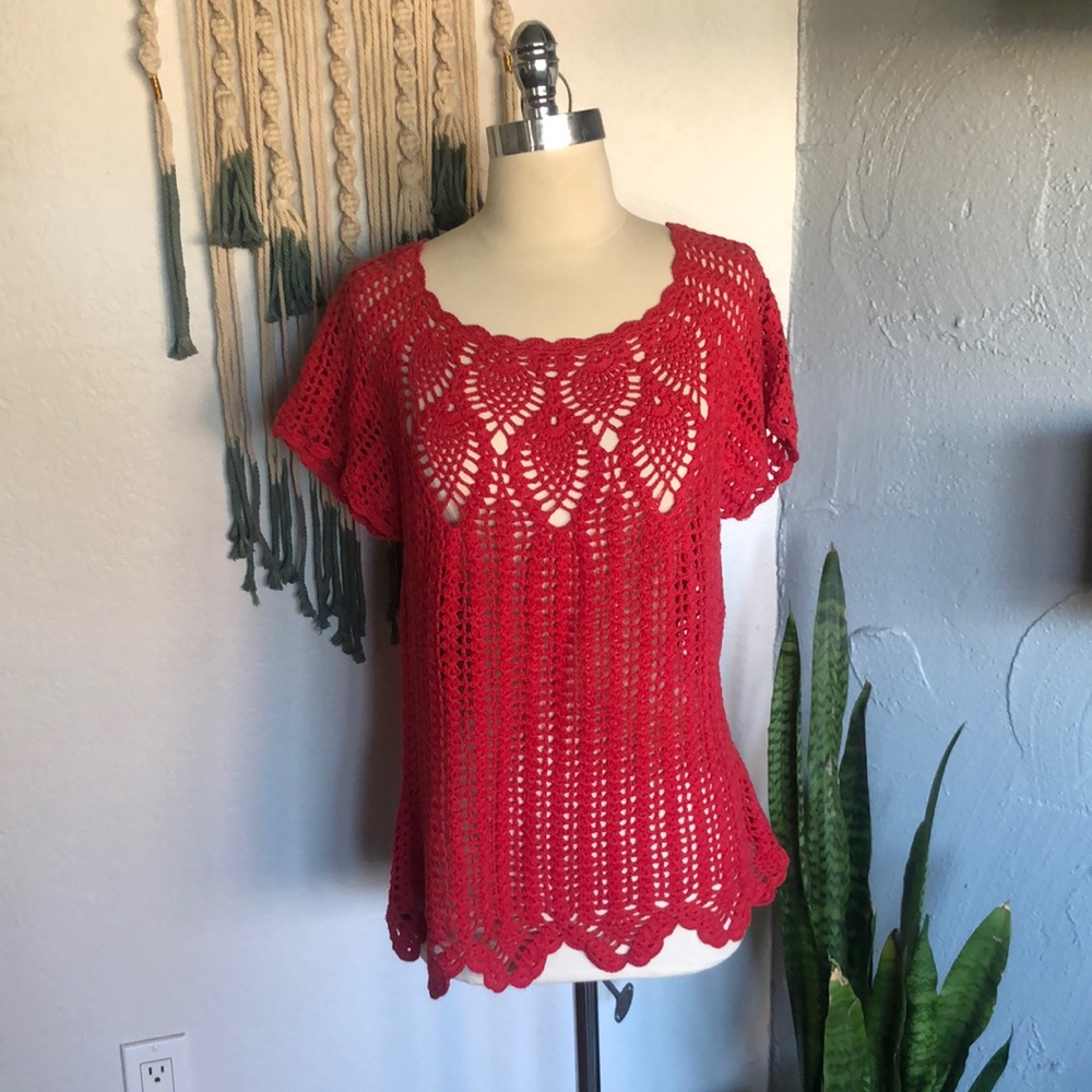 Forever21 red crocheted top